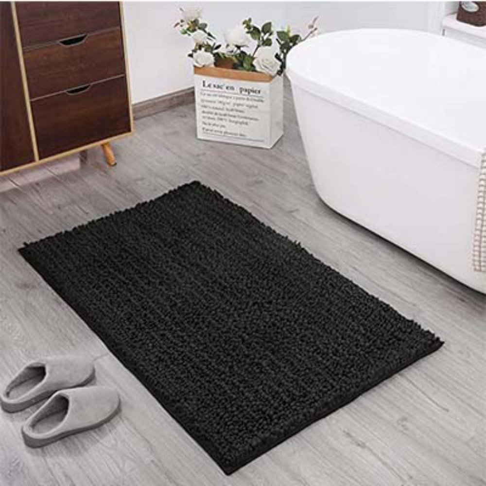 Non-slip fluffy bathroom carpet  soft microfiber bath mat with absorbent machin